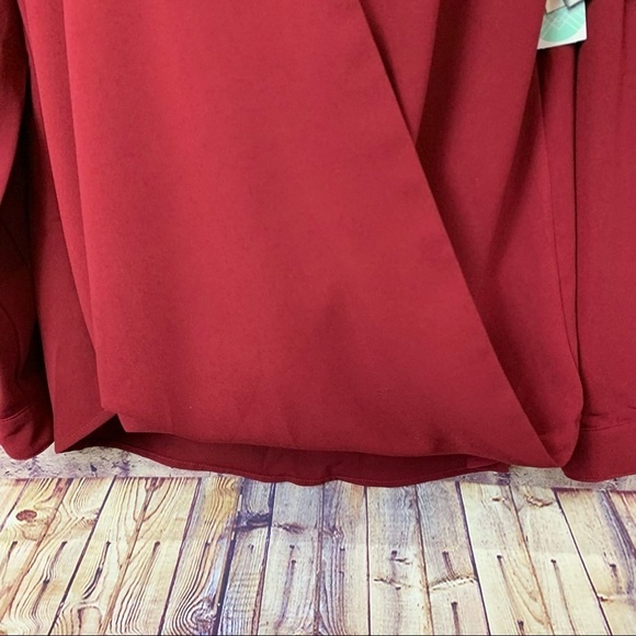 Kut from the Kloth Burgundy Wrap Long Sleeve Blouse - Picture 3 of 14